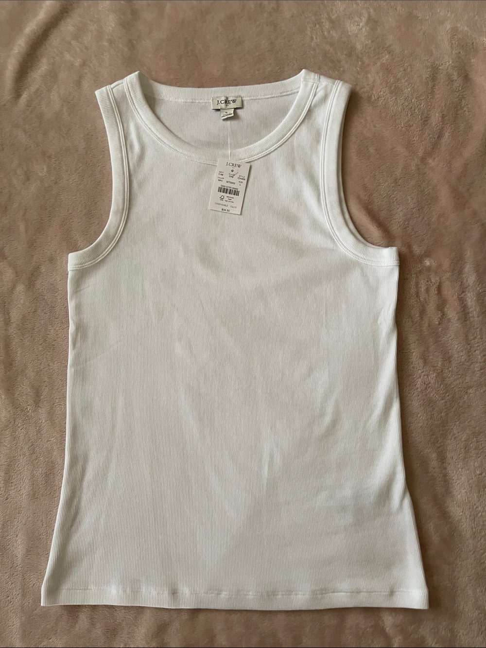 J. Crew White Ribbed Sleeveless Tank